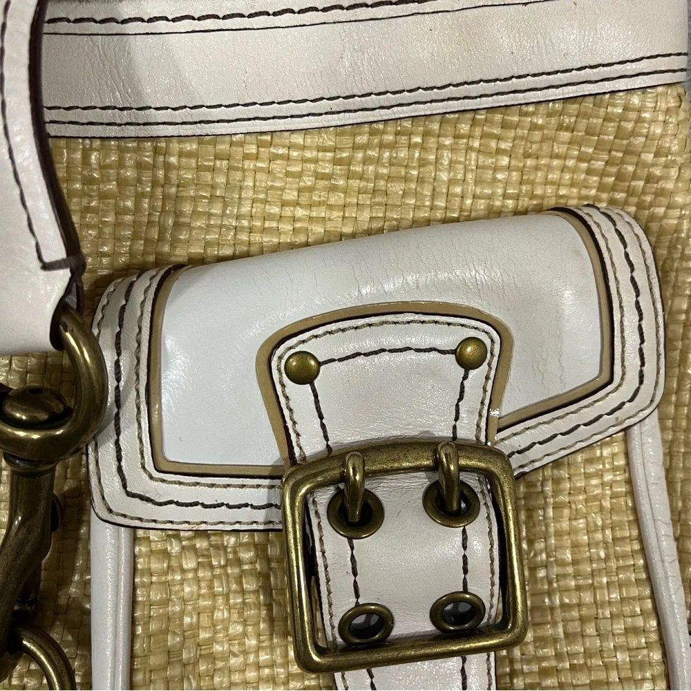 COACH Legacy M05k-105 Natural Straw Leather purse Shoulder bag Brass Read - Picture 3 of 13